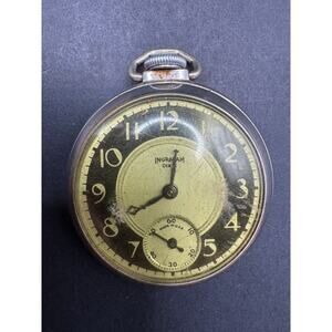 Vintage Ingraham Company Dixie Pocket Watch Silver Tone Made In USA 50mm